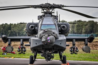 Apache attack helicopter on the tarmac of Kleine-Brogel Airbase. clipart