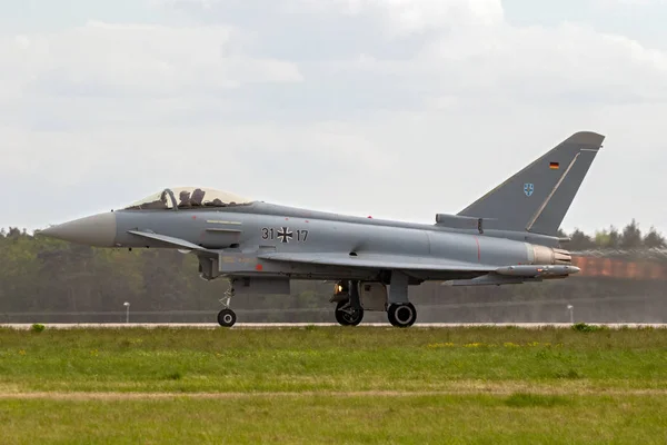 Berlin Kwietnia 2018 Niemieckie Lotnictwo Typhoon Eurofighter 2000 Myśliwiec Odrzutowy — Zdjęcie stockowe