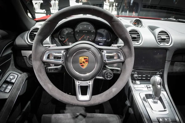 Paris Oct 2018 Vista Interior Novo Carro Esportivo Porsche 718 — Fotografia de Stock