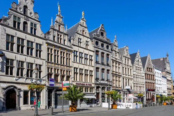 Antwerp Belgium Jul 2013 Row Houses Shops Situated Grote Markt — Stock Photo, Image