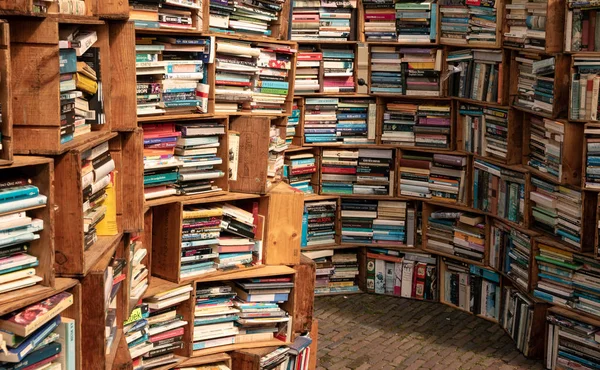 Nederländerna Aug 2017 Olika Begagnade Böcker Till Salu Deventer Boekenmarkt — Stockfoto