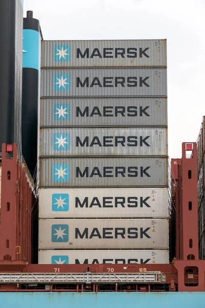 Rotterdam Août 2017 Navire Porte Conteneurs Maersk Amarré Dans Maasvlakte — Photo