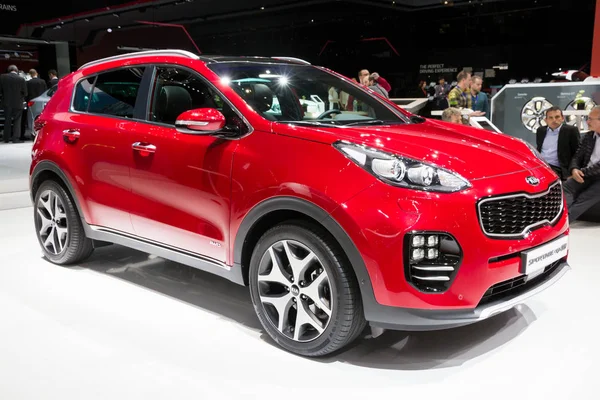 Geneva Suíça Março 2016 Carro Kia Sportage Compact Line Suv — Fotografia de Stock