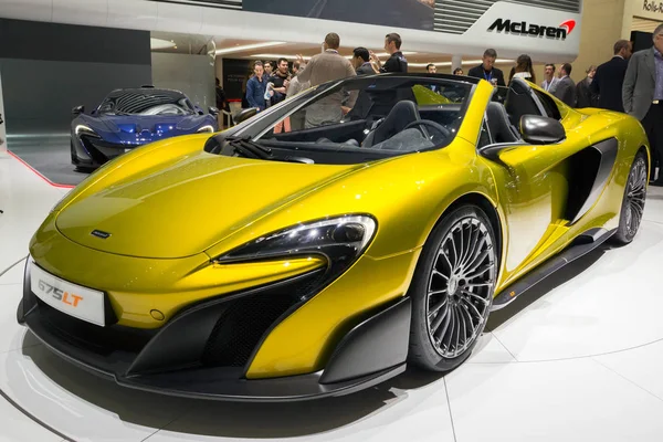 Geneva Suíça Março 2016 Novo 2016 Mclaren 675Lt Mostrado 86Th — Fotografia de Stock