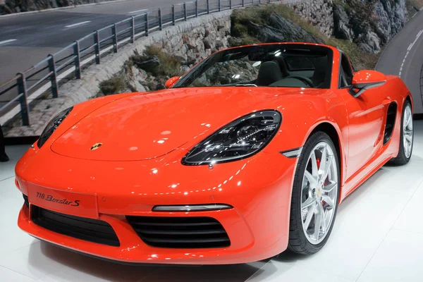 Genève Suisse Mars 2016 Nouvelle Porsche 718 Boxster 2017 Présentée — Photo