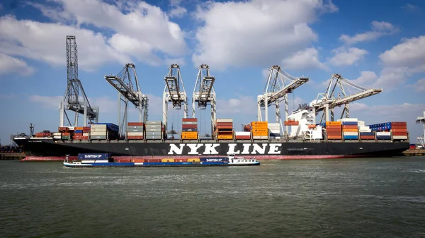 Rotterdam Mar 2016 Nyk Line Container Ship Being Loaded Gantry — Stock Photo, Image