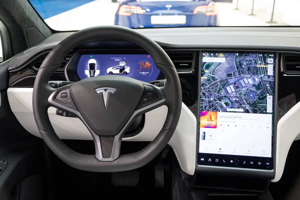 Innenraum Tesla Modell x Luxus-Elektroauto — Stockfoto