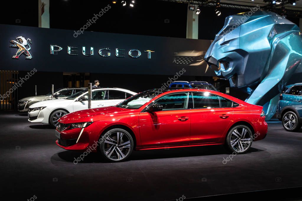 BRUSSELS - JAN 18, 2019: Peugeot 508 car showcased at the 97th Brussels Motor Show 2019 Autosalon.