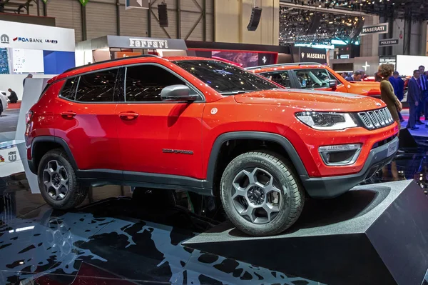 Jeep Compass Plug Hybrid Fue Presentado 89º Salón Internacional Del —  Fotos de Stock