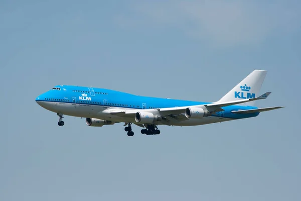 Amsterdam June Klm Royal Dutch Airlines Boeing 747 400 Landing — Stock Photo, Image