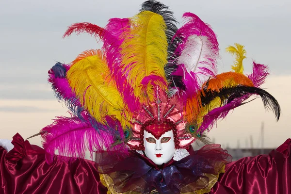 Venska Ruari Kostymerad Deltagare San Marco Torget Venedigkarnevalen Den Februari — Stockfoto