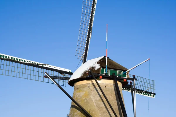 Holenderski Wiatrak Kinderdijk Holandia — Zdjęcie stockowe