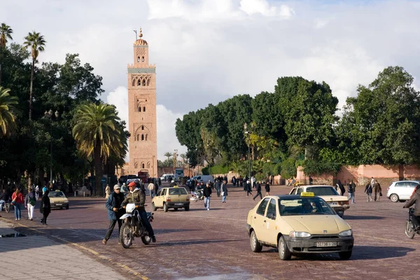 Marrakech Marruecos Enero Escena Callejera Plaza Turística Fna Marrakech Enero — Foto de Stock
