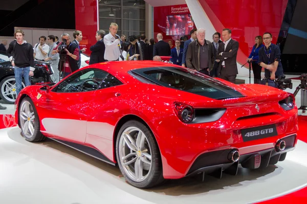 Geneva Switzerland Mart 2015 Yeni Ferrari 488 Gtb Dünya Prömiyeri — Stok fotoğraf
