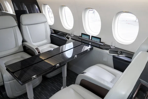 Parigi Francia Giugno 2017 Interno Moderno Del Business Jet Lungo — Foto Stock