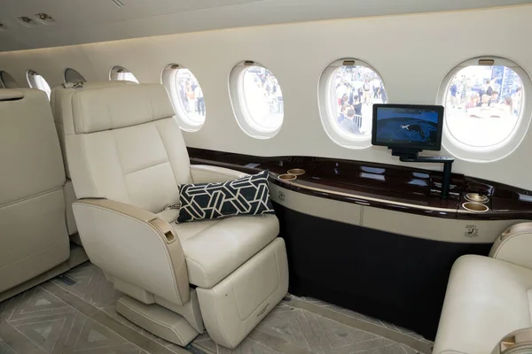 Paris França Jun 2017 Modern Interior Business Jet Dassault Falcon — Fotografia de Stock