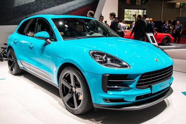 Париж Окт 2018 Новый Внедорожник Porsche Macan 2019 Года Представлен — стоковое фото