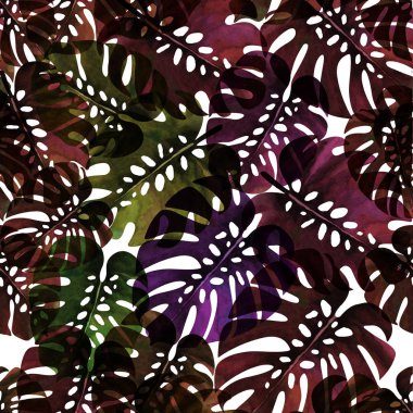 Palmiye yaprak suluboya doku tekrar modern desen