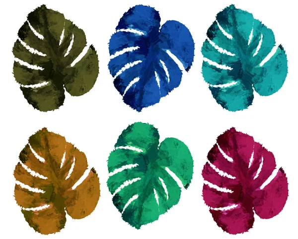 Palm Leaf Akvarell Textur Upprepa Moderna Mönster — Stockfoto
