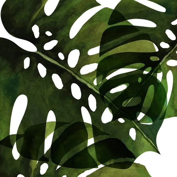 Moderní Vzor Opakujeme Palmový List Akvarel Textury — Stock fotografie