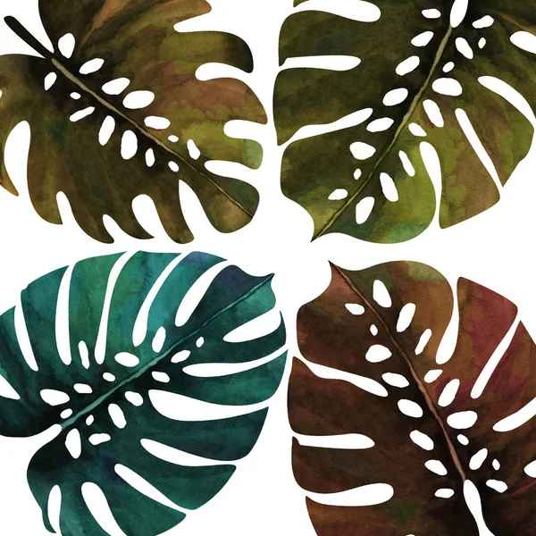 Palmblatt Aquarell Textur Wiederholen Moderne Muster — Stockfoto