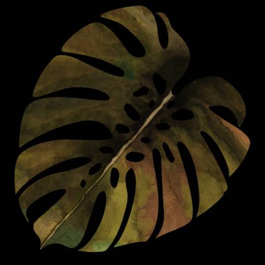 Sulu boya doku tekrar modern desen palmiye yaprakları