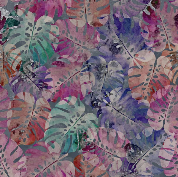 Palm Leafs Akvarell Texturmönstret Upprepa Moderna — Stockfoto