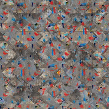 Suluboya efektli geometrik desen