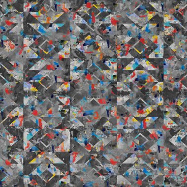 Suluboya efektli geometrik desen