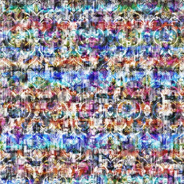 Suluboya efektli geometrik desen