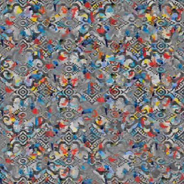 Suluboya efektli geometrik desen