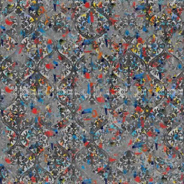 Suluboya efektli geometrik desen