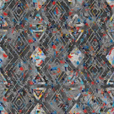 Suluboya efektli geometrik desen