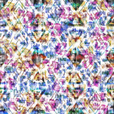 Suluboya efektli geometrik desen