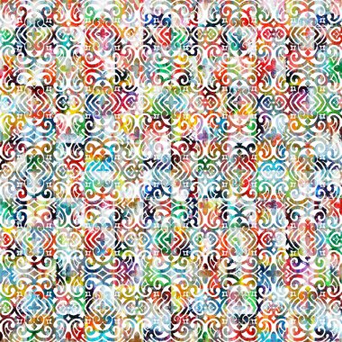 Suluboya efektli geometrik desen