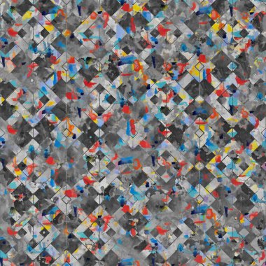 Suluboya efektli geometrik desen