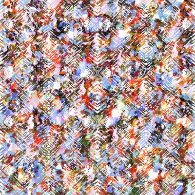 Suluboya efektli geometrik desen