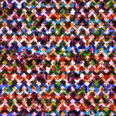 Suluboya efektli geometrik desen