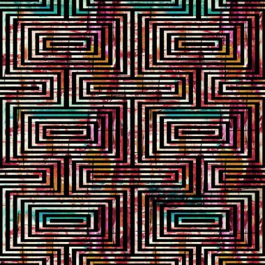 Suluboya efektli geometrik desen