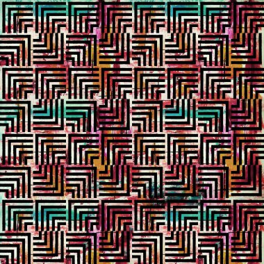 Suluboya efektli geometrik desen