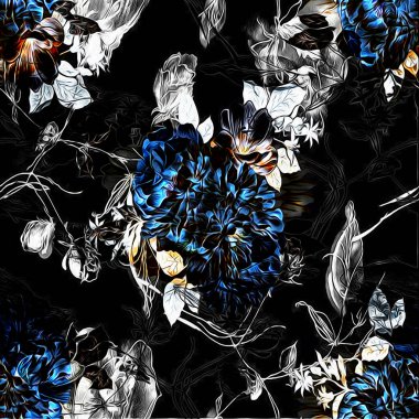 Çiçekli suluboya karışım dokusu modern desen