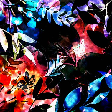 Çiçekli suluboya karışım dokusu modern desen