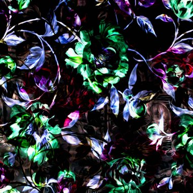 Çiçekli suluboya karışım dokusu modern desen