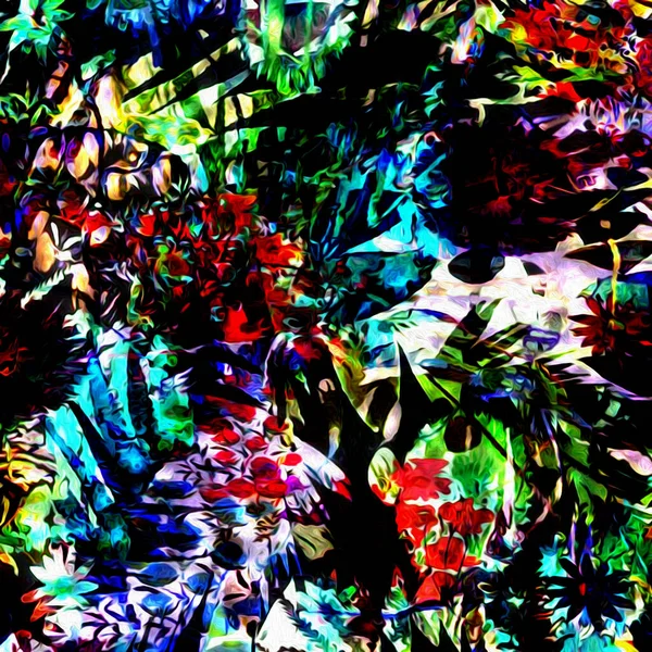 Kwiat Akwarela Mix Tekstury Nowoczesny Wzór — Zdjęcie stockowe