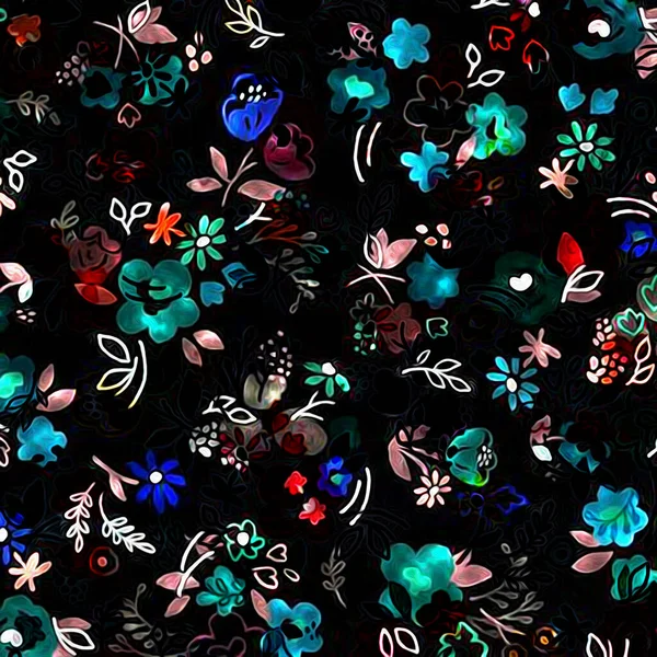 Floral Acuarela Mezcla Textura Moderno Patrón — Foto de Stock