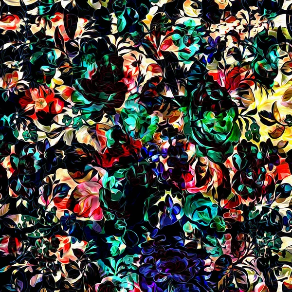 Bloemen Aquarel Mix Textuur Modern Patroon — Stockfoto