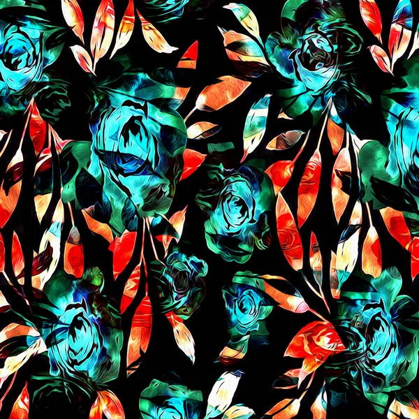 Floral Aquarela Mistura Textura Padrão Moderno — Fotografia de Stock