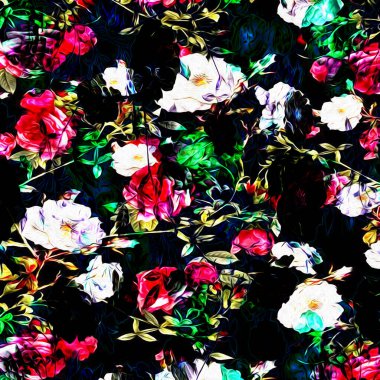 Çiçekli suluboya karışım dokusu modern desen