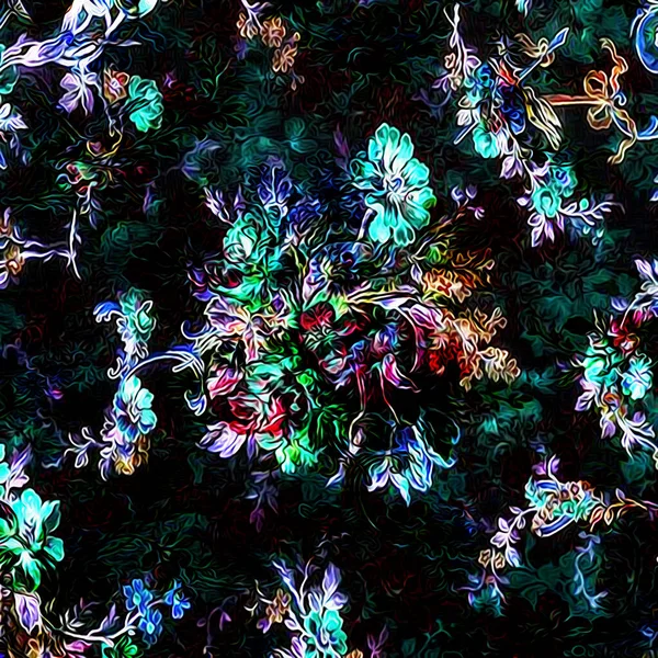 Kwiat Akwarela Mix Tekstury Nowoczesny Wzór — Zdjęcie stockowe