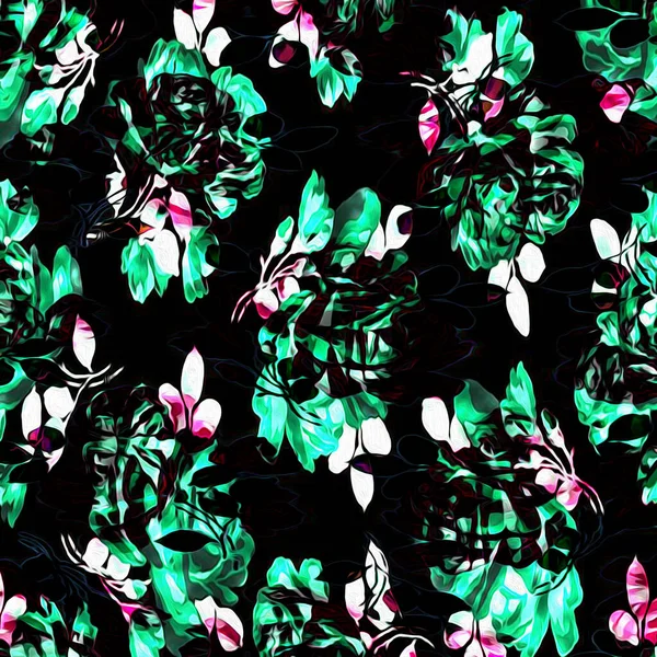 Floral Aquarela Mistura Textura Padrão Moderno — Fotografia de Stock